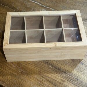 Bamboo Tea Storage Box with Clear Lid and Drawer
